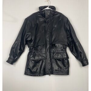 Marc By Andrew Marc Leather Jacket Men Size Medium Black Pockets,Winter Comfort‎